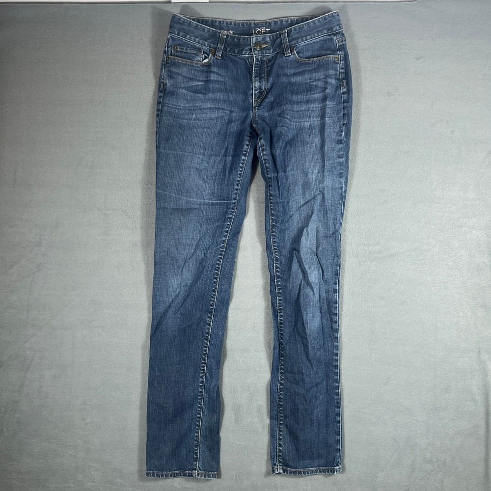 LOFT Womens Jeans 28/6T Blue Curvy Straight Tall Full Length Whiskering Stretch